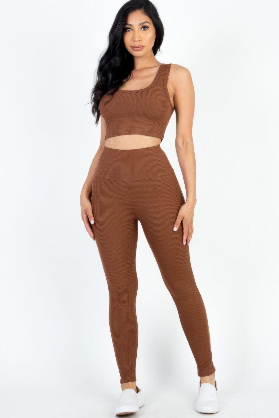 Ribbed crop top & leggings set