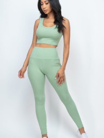 Ribbed Crop Top & Leggings Set Ribbed Crop Top & Leggings Set