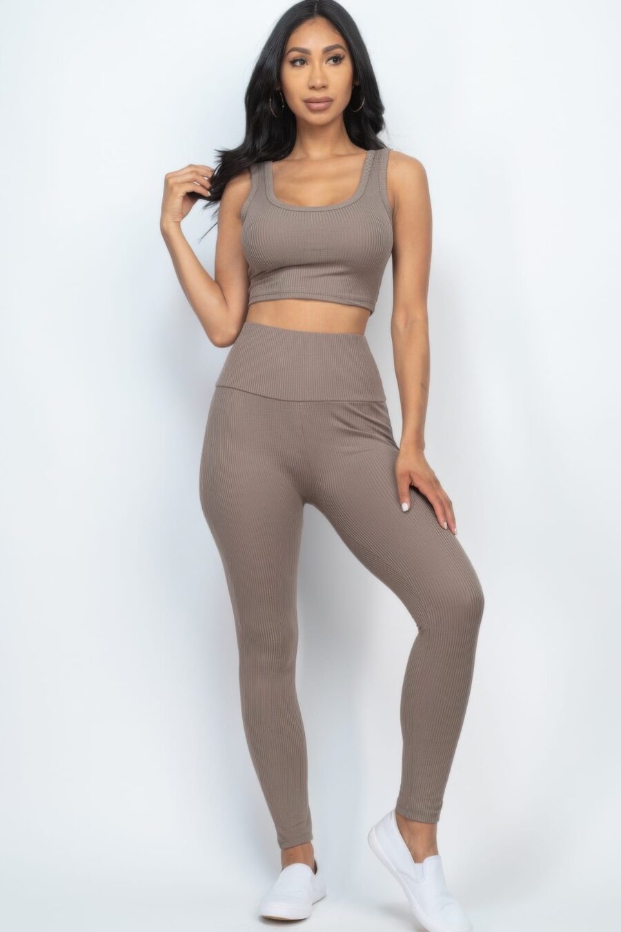 Ribbed crop top & leggings set