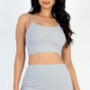 shorts set for women - ruched top ribbed cami crop