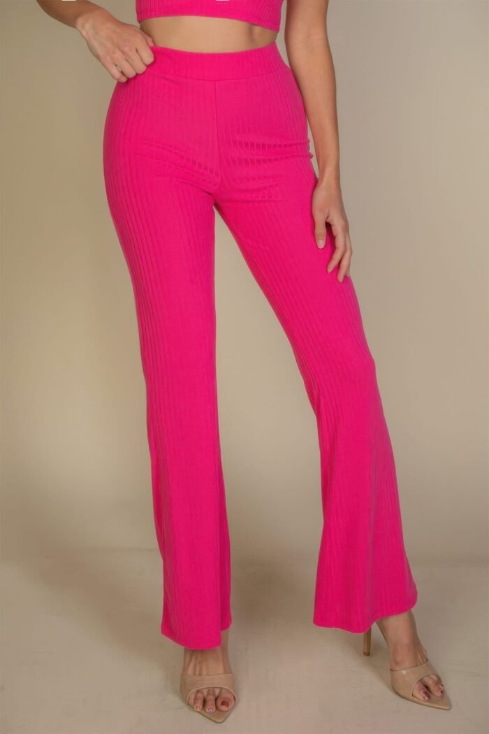 Ribbed mock neck crop tank top & bootcut pants set