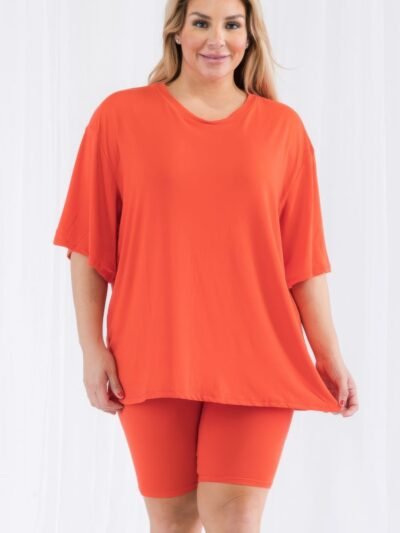Plus Size Loose Fit Top & Biker Shorts Set Plus Size Loose Fit Top & Biker Shorts Set