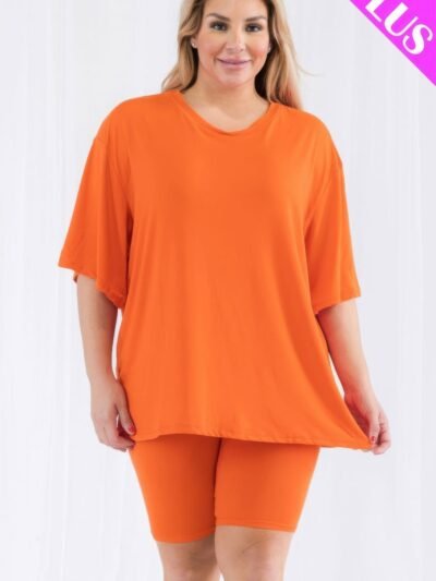 Plus Size Loose Fit Top & Biker Shorts Set Plus Size Loose Fit Top & Biker Shorts Set