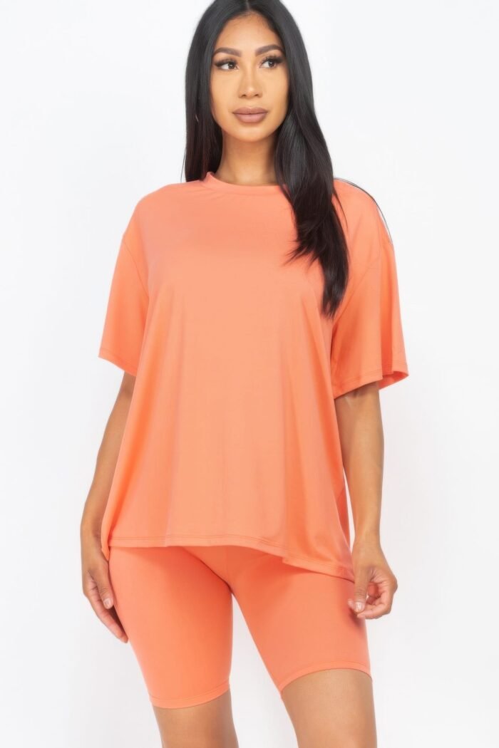 Loose fit top & biker shorts set