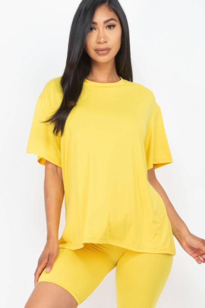 Loose fit top & biker shorts set