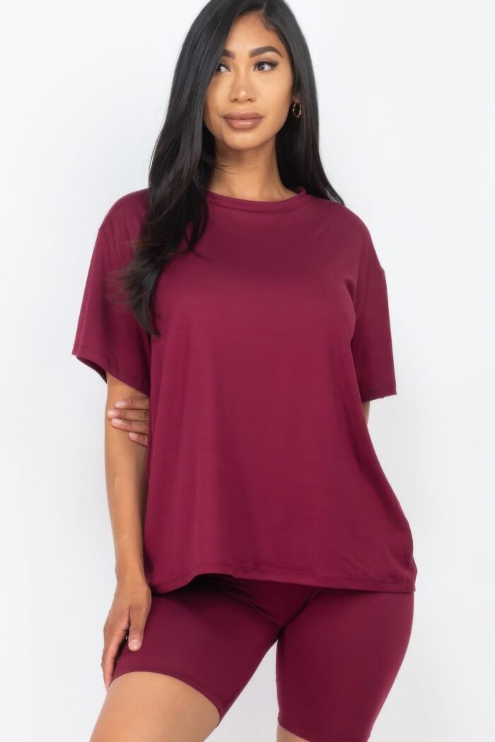 Loose fit top & biker shorts set