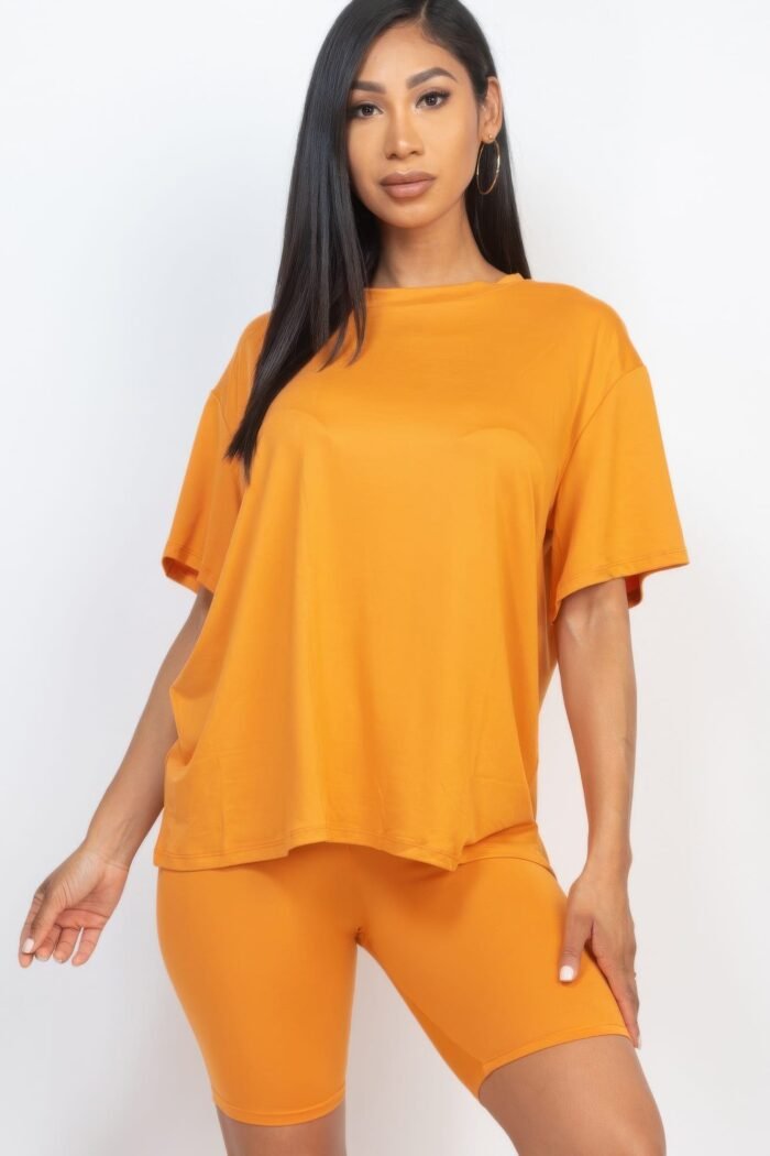 Loose fit top & biker shorts set