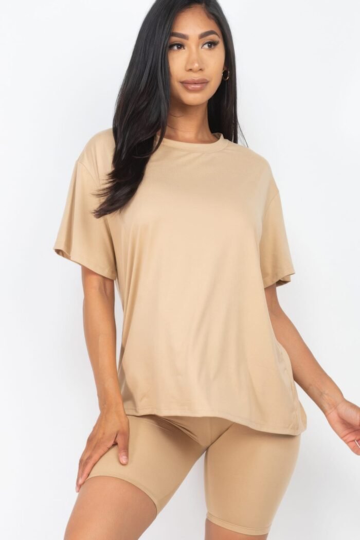 Loose fit top & biker shorts set