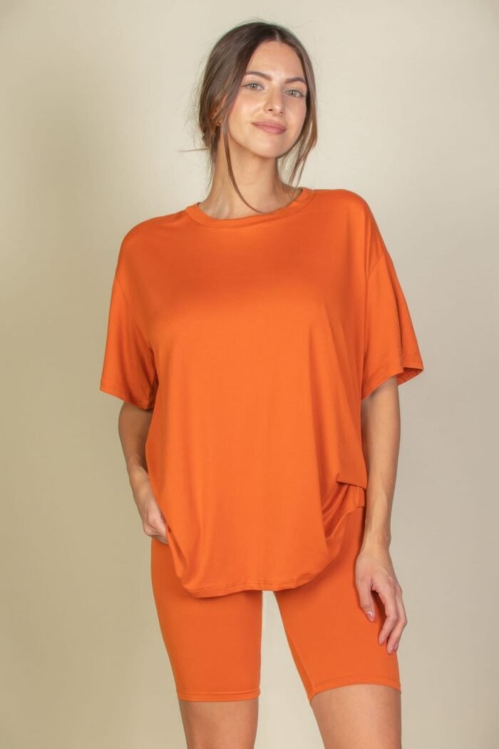 Loose fit top & biker shorts set