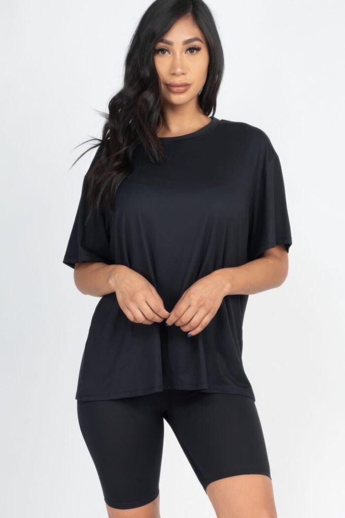 Loose fit top & biker shorts set