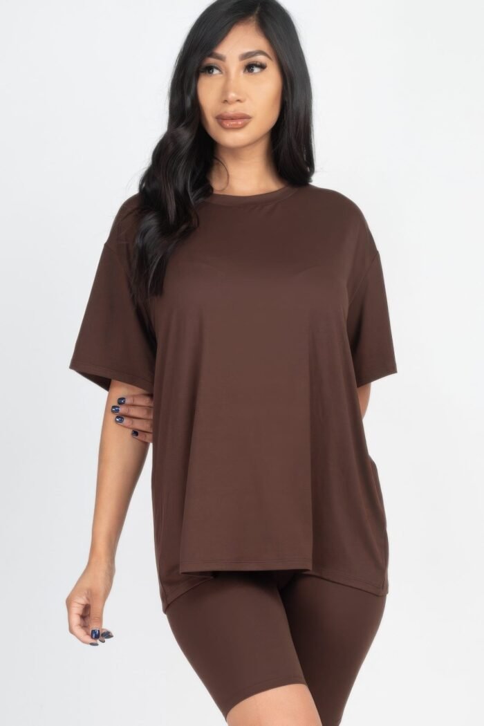 Loose fit top & biker shorts set