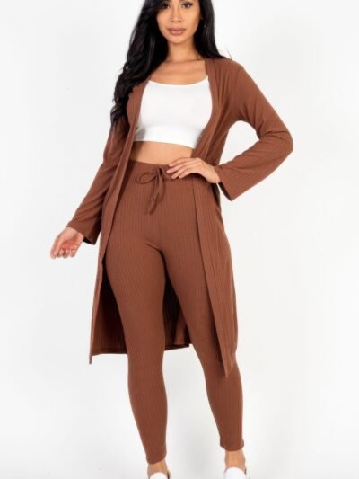 Ribbed Long Cardigan & Leggings Set Ribbed Long Cardigan & Leggings Set