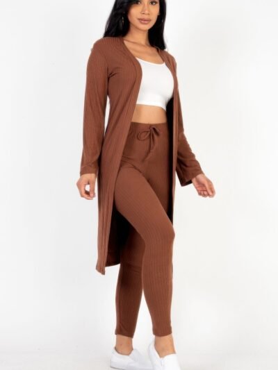 Ribbed Long Cardigan & Leggings Set Ribbed Long Cardigan & Leggings Set