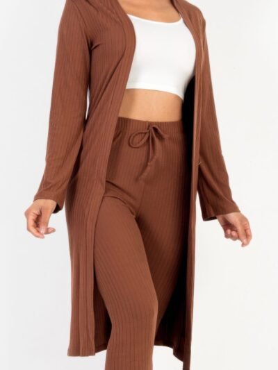 Ribbed Long Cardigan & Leggings Set Ribbed Long Cardigan & Leggings Set