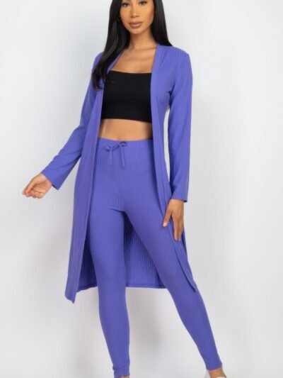 Ribbed Long Cardigan & Leggings Set Ribbed Long Cardigan & Leggings Set