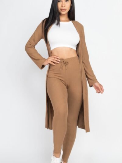 Ribbed Long Cardigan & Leggings Set Ribbed Long Cardigan & Leggings Set