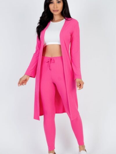 Ribbed Long Cardigan & Leggings Set Ribbed Long Cardigan & Leggings Set
