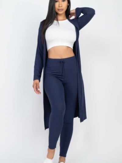 Ribbed Long Cardigan & Leggings Set Ribbed Long Cardigan & Leggings Set