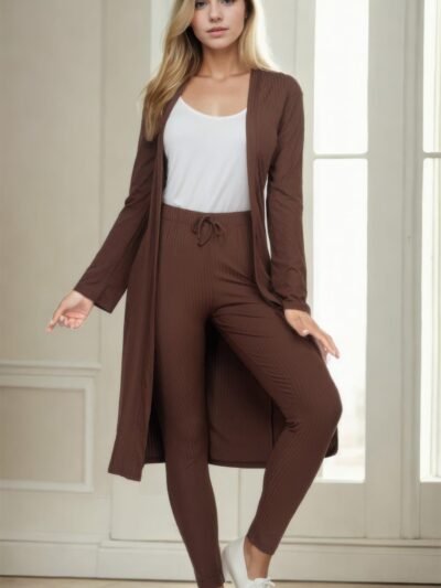 Ribbed Long Cardigan & Leggings Set Ribbed Long Cardigan & Leggings Set