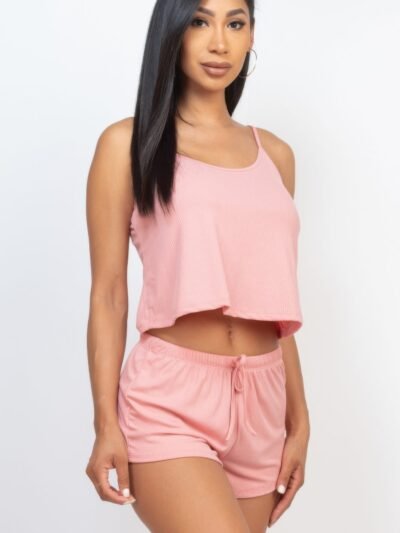 Ribbed Strappy Top & Shorts Set Ribbed Strappy Top & Shorts Set