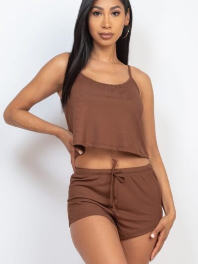 Ribbed Strappy Top & Shorts Set Ribbed Strappy Top & Shorts Set