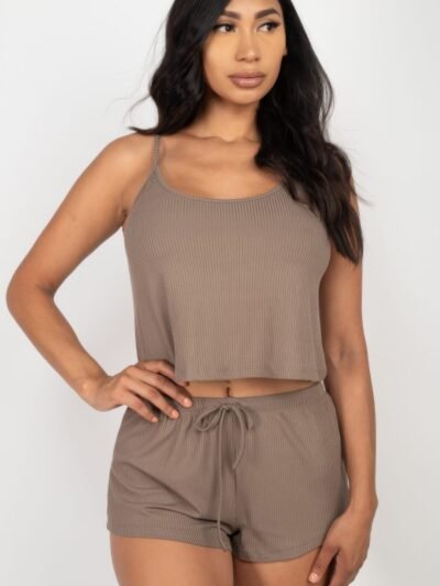 Ribbed Strappy Top & Shorts Set Ribbed Strappy Top & Shorts Set