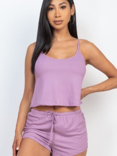 Ribbed Strappy Top & Shorts Set Ribbed Strappy Top & Shorts Set