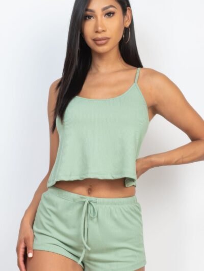 Ribbed Strappy Top & Shorts Set Ribbed Strappy Top & Shorts Set