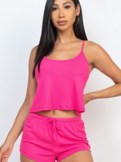 Ribbed Strappy Top & Shorts Set Ribbed Strappy Top & Shorts Set