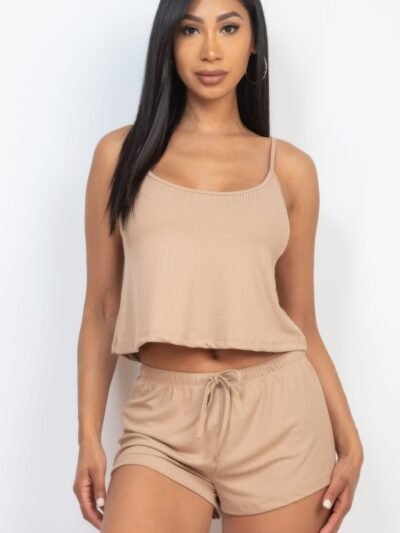 Ribbed Strappy Top & Shorts Set Ribbed Strappy Top & Shorts Set