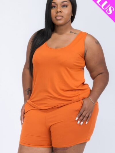 Plus Comfy Tank Top & Shorts Set