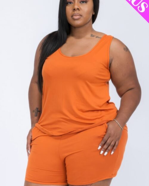 Plus Comfy Tank Top & Shorts Set
