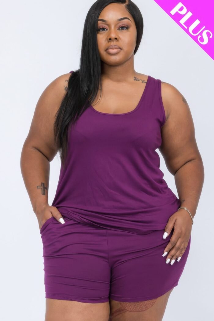 Plus comfy tank top & shorts set