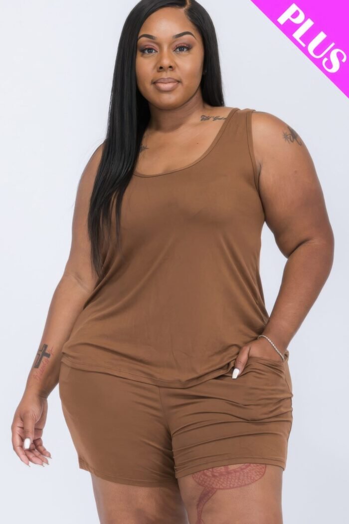 Plus comfy tank top & shorts set