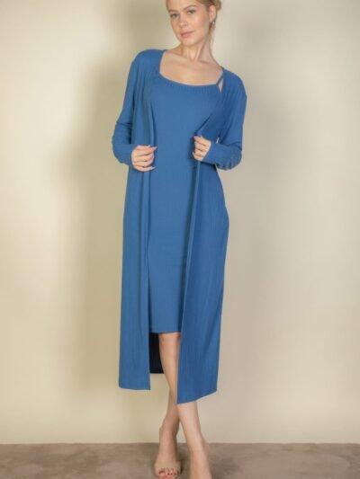 Ribbed Cardigan Bodycon Dress Set Ribbed Cardigan & Cami Midi Bodycon Dress