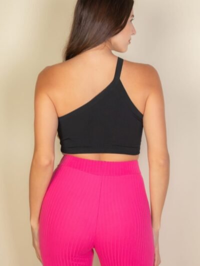 One Shoulder Ribbed Cropped Top One Shoulder Ribbed Cropped Top