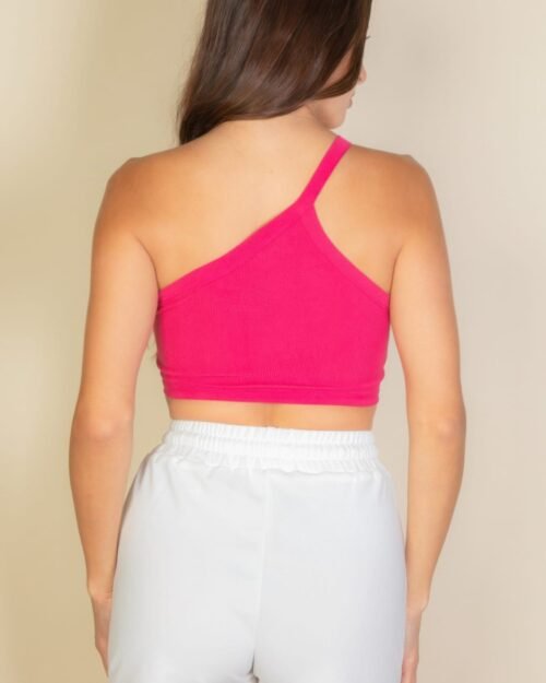 one shoulder ribbed cropped top