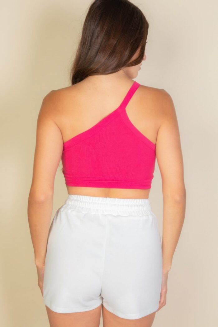 One shoulder ribbed cropped top - image 13