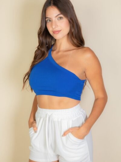 One Shoulder Ribbed Cropped Top One Shoulder Ribbed Cropped Top