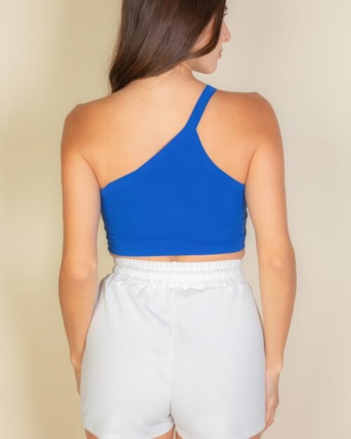 one shoulder ribbed cropped top
