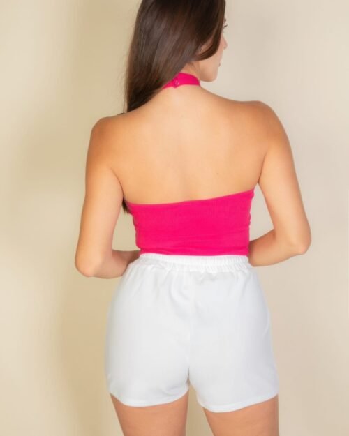 ribbed halter neck backless top
