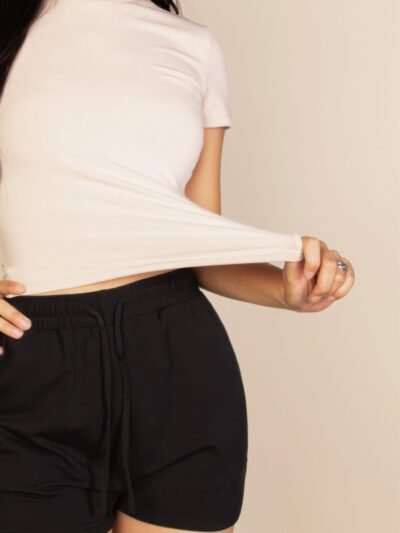 Ribbed Round Neck Short Sleeve Top