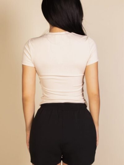 Ribbed Round Neck Short Sleeve Top