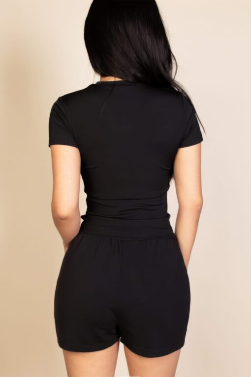 Ribbed Round Neck Short Sleeve Top - Image 7