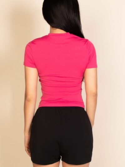 Ribbed Round Neck Short Sleeve Top
