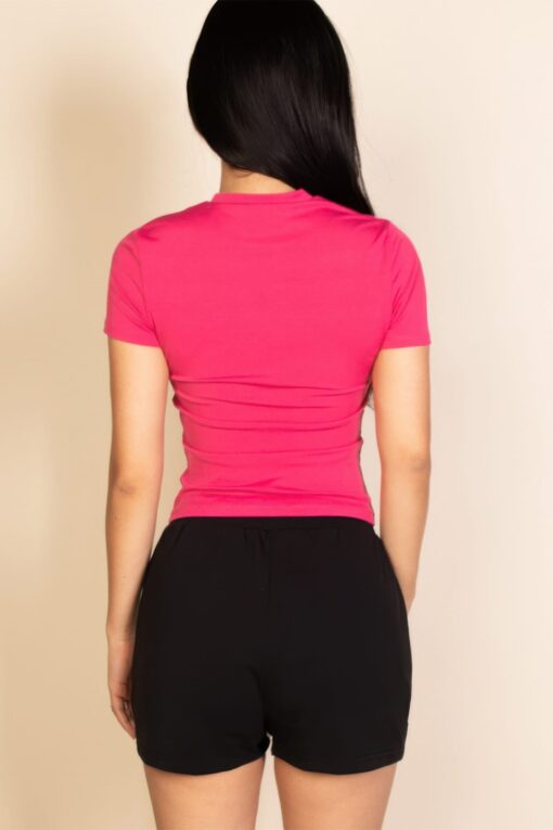 Ribbed Round Neck Short Sleeve Top - Image 11