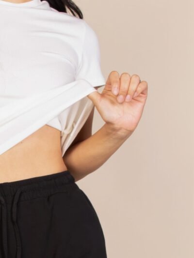 Ribbed Round Neck Short Sleeve Top