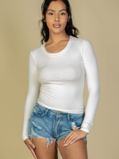 Ribbed Crew Neck Long Sleeve Tee Ribbed Crew Neck Long Sleeve Tee