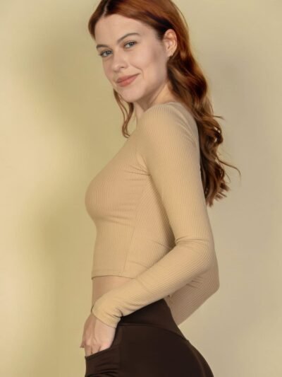 Ribbed Button Up Long Sleeve Crop Top Ribbed Button Up Long Sleeve Crop Top