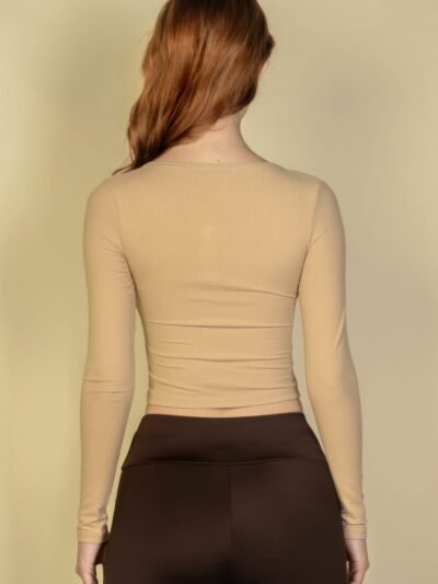 Ribbed Button Up Long Sleeve Crop Top Ribbed Button Up Long Sleeve Crop Top